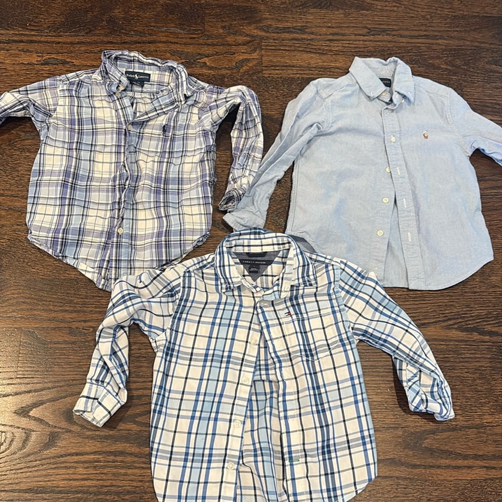 Set of 3 boys collared button down shirts all size 4T, cotton blend, polo/tommy
